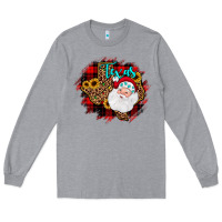 Heather Grey texas santa wood slice ornament Long Sleeve Tee - JahusDesignShop
