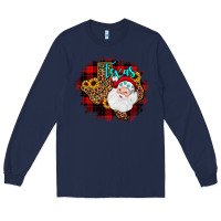 Navy texas santa wood slice ornament Long Sleeve Tee - JahusDesignShop