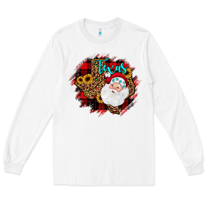 Texas Santa Wood Slice Ornament Long Sleeve Tee by JahusDesignShop | Teevron