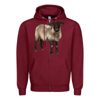 Burgundy suffolk ewe Zipper Hoodie - BarkalooDesign