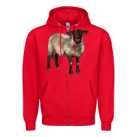 Red suffolk ewe Zipper Hoodie - BarkalooDesign