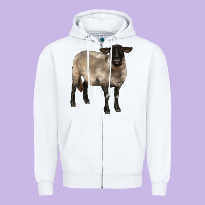 Suffolk Ewe Zipper Hoodie Designed By Barkaloodesign