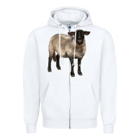White suffolk ewe Zipper Hoodie - BarkalooDesign