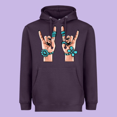 Gemstone Rock Hand Heavyweight Hoodie Designed By Maliassmallbusiness