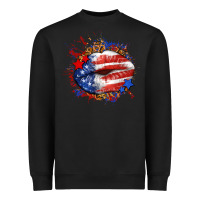 Black Leopard American flag lips Heavyweight Sweatshirt - Neo Western