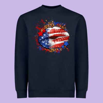 Leopard American Flag Lips Heavyweight Sweatshirt Designed By Neo Western