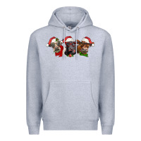 Heather Grey christmas heifers Premium Hoodie - LillyAllenDesigns