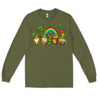 Army Green st patricks gnomes with rainbow Long Sleeve Tee - AdoDesignShop