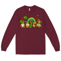 Burgundy st patricks gnomes with rainbow Long Sleeve Tee - AdoDesignShop