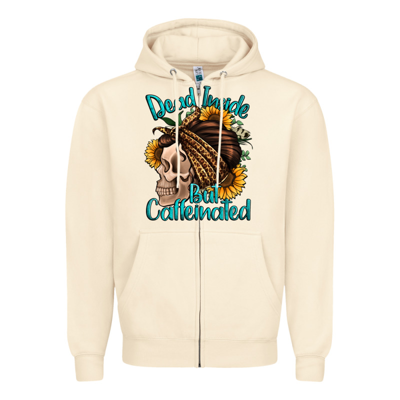Dead Inside But Caffeinated Zipper Hoodie by Jasminsmagicworld | Teevron