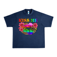 Navy lgbtq kiss me Urban Heavy Tee - HRA Design Shop