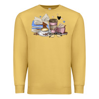 Antique Gold coffee and books Premium Sweatshirt - MaliasSmallBusiness