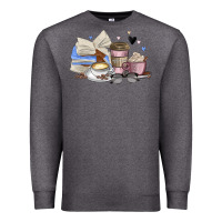 Charcoal Heather coffee and books Premium Sweatshirt - MaliasSmallBusiness