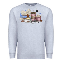 Heather Grey coffee and books Premium Sweatshirt - MaliasSmallBusiness