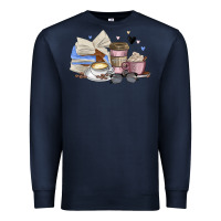 Navy coffee and books Premium Sweatshirt - MaliasSmallBusiness