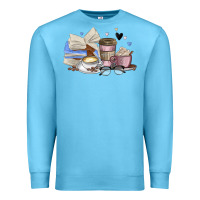 Ocean Blue coffee and books Premium Sweatshirt - MaliasSmallBusiness