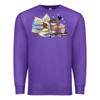 Purple coffee and books Premium Sweatshirt - MaliasSmallBusiness