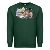 Sports Green coffee and books Premium Sweatshirt - MaliasSmallBusiness