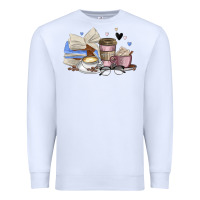 White coffee and books Premium Sweatshirt - MaliasSmallBusiness