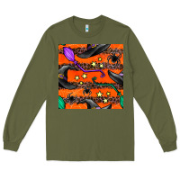 Army Green halloween witch hats leopard seamless pattern Long Sleeve Tee - BundleAndBundleShop