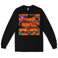 Black halloween witch hats leopard seamless pattern Long Sleeve Tee - BundleAndBundleShop