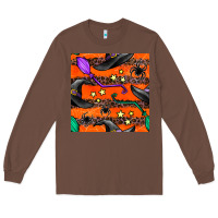 Chestnut halloween witch hats leopard seamless pattern Long Sleeve Tee - BundleAndBundleShop