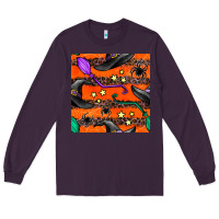 Plum halloween witch hats leopard seamless pattern Long Sleeve Tee - BundleAndBundleShop