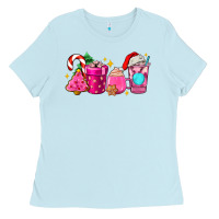 Baby Blue pink christmas coffee cups Ladies Tee - AdoDesignShop