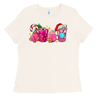 Bone pink christmas coffee cups Ladies Tee - AdoDesignShop