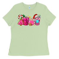 Matcha pink christmas coffee cups Ladies Tee - AdoDesignShop