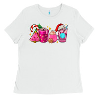 White pink christmas coffee cups Ladies Tee - AdoDesignShop