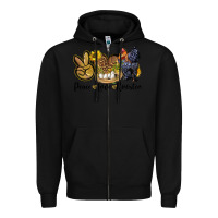 Black Peace Love Rooster Zipper Hoodie - LillyAllenDesigns