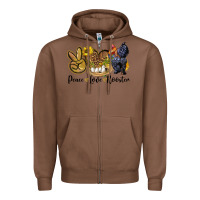 Chestnut Peace Love Rooster Zipper Hoodie - LillyAllenDesigns