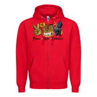 Red Peace Love Rooster Zipper Hoodie - LillyAllenDesigns