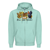 Seafoam Peace Love Rooster Zipper Hoodie - LillyAllenDesigns