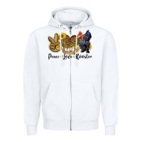 White Peace Love Rooster Zipper Hoodie - LillyAllenDesigns