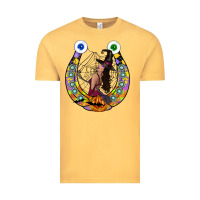 Vintage Mustard Halloween Horseshoe Vintage Tee - CowhideDigitalArt
