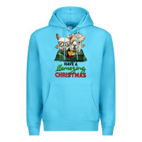Ocean Blue have a llamazing christmas alpaca head Premium Hoodie - LillyAllenDesigns