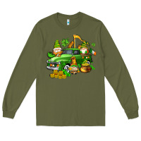 Army Green st patricks gnomes  with farm truck Long Sleeve Tee - AdoDesignShop