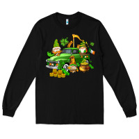 Black st patricks gnomes  with farm truck Long Sleeve Tee - AdoDesignShop