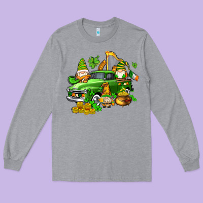 St Patricks Gnomes  With Farm Truck Long Sleeve Tee Designed By Adodesignshop