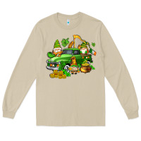 Mushroom st patricks gnomes  with farm truck Long Sleeve Tee - AdoDesignShop