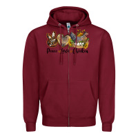 Burgundy Western Peace Love Chickens Zipper Hoodie - LillyAllenDesigns