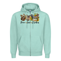 Seafoam Western Peace Love Chickens Zipper Hoodie - LillyAllenDesigns