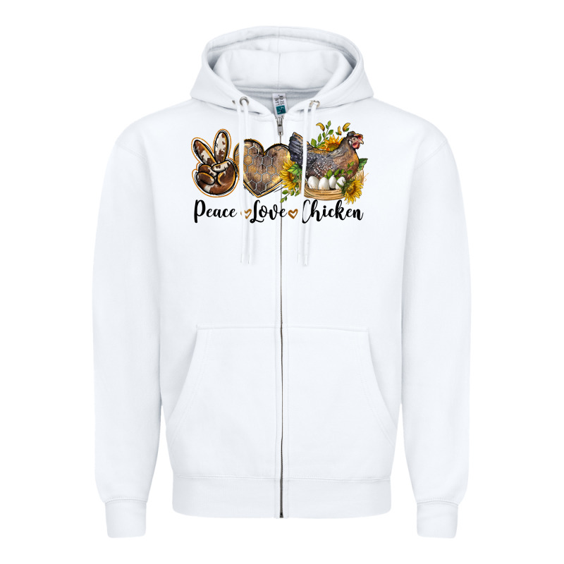 Western Peace Love Chickens Zipper Hoodie by LillyAllenDesigns | Teevron
