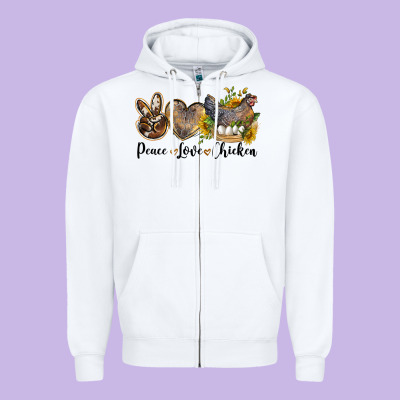 Western Peace Love Chickens Zipper Hoodie Designed By Lillyallendesigns