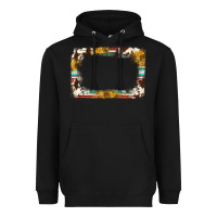 Black western serape sunflower background frame Heavyweight Hoodie - NancyCooperArtShop