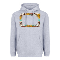 Heather Grey western serape sunflower background frame Heavyweight Hoodie - NancyCooperArtShop