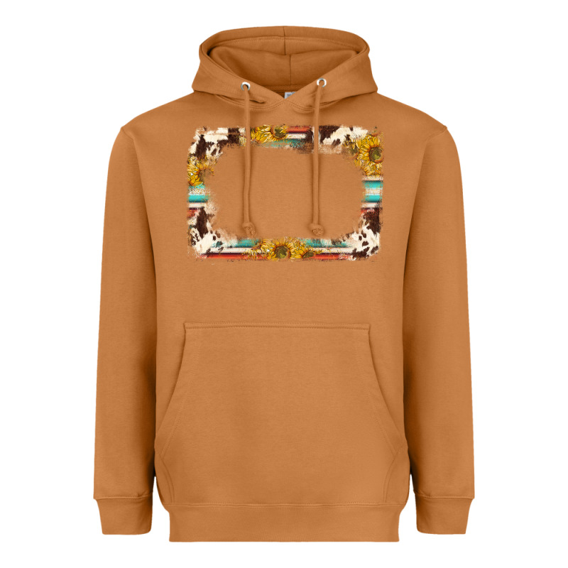 Western Serape Sunflower Background Frame Heavyweight Hoodie by NancyCooperArtShop | Teevron
