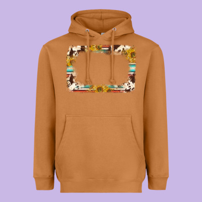 Western Serape Sunflower Background Frame Heavyweight Hoodie Designed By Nancycooperartshop